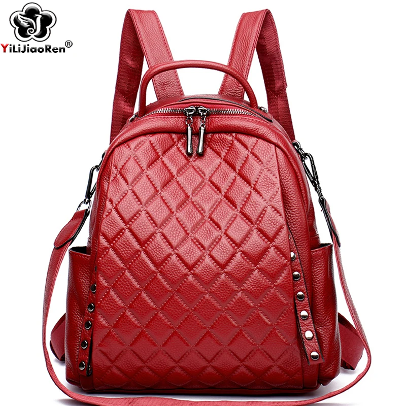 Interior Design School - Genuine Leather Rucksack Women Shoulder Bag