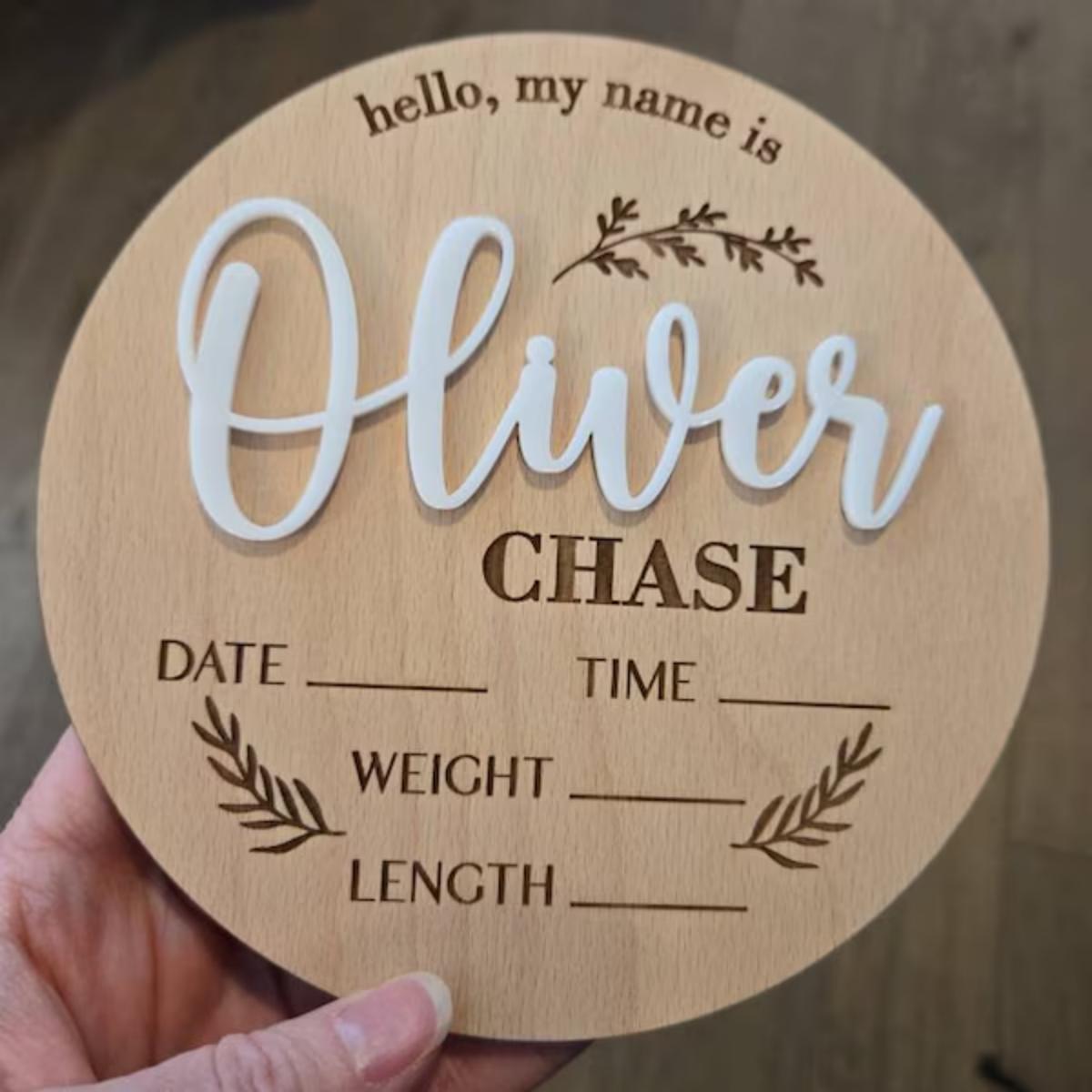 Interior Design Room - 1Pc Custom Baby Announcement Sign Wooden
