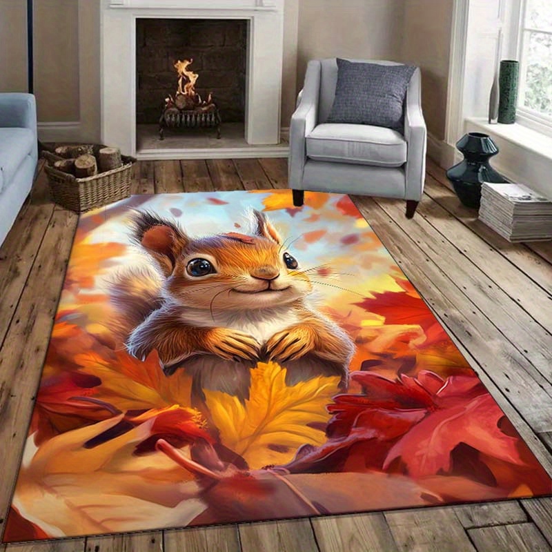 Interior Design Living Room Ideas - Autumn Squirrel Rug for Cozy Living