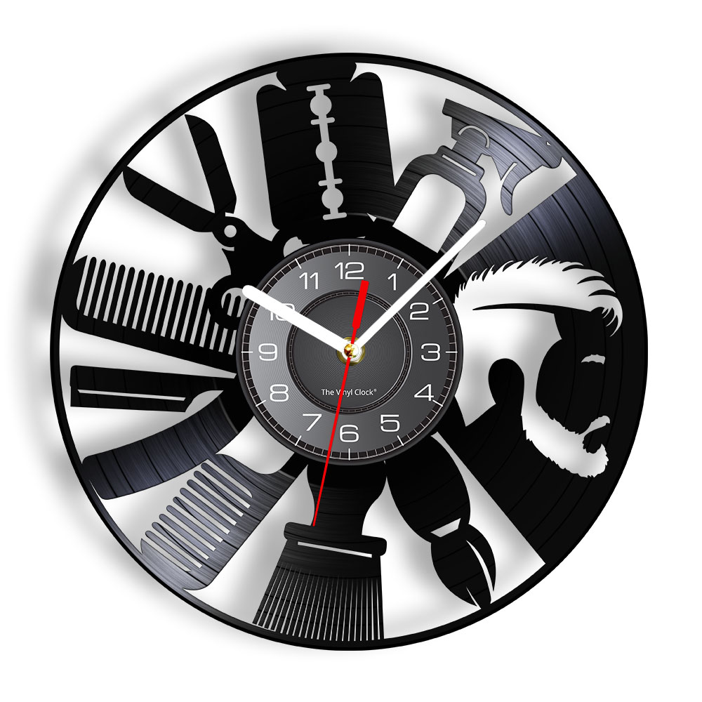 Interior Design Living Room Ideas - Hair Salon Tools Wall Clock Barber