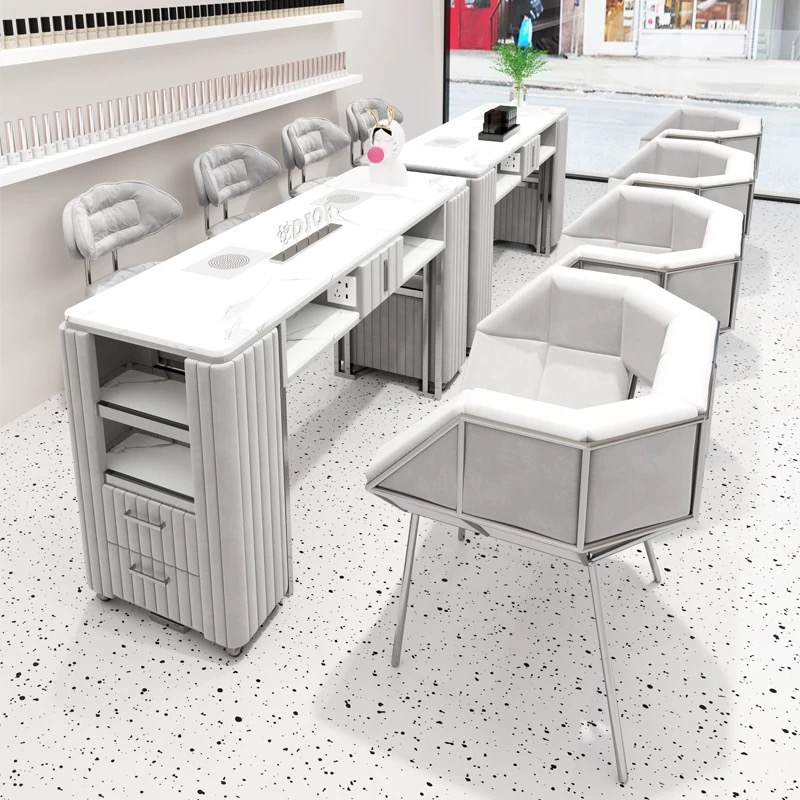 Interior Design Nail Salon - Luxury Modern Beige Nail Art Furniture