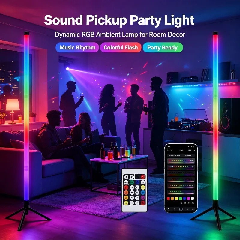 Interior Design Room - 2PCS 120CM RGB Floor Lamp, Sound
