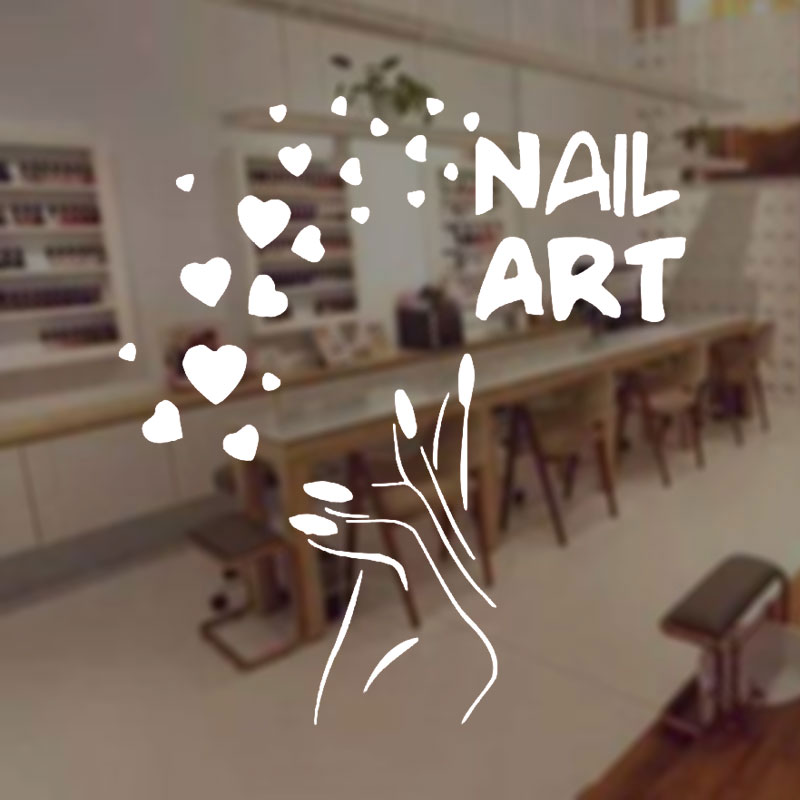 Nails Art Window Decals Love B - Interior Design Nail Salon 评论和价格