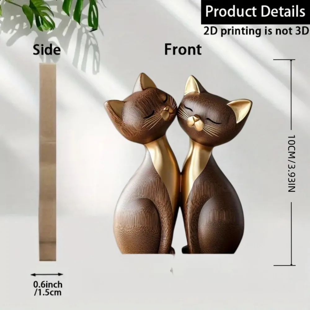 Wooden Kitten Couple Sculpture - Interior Design School 评论和价格