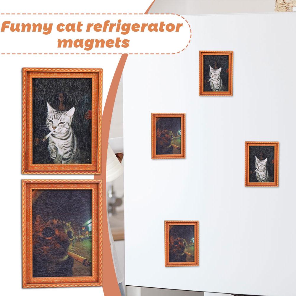 Quirky Smoking Cat Wooden Fram - Interior Design Kitchen 评论和价格
