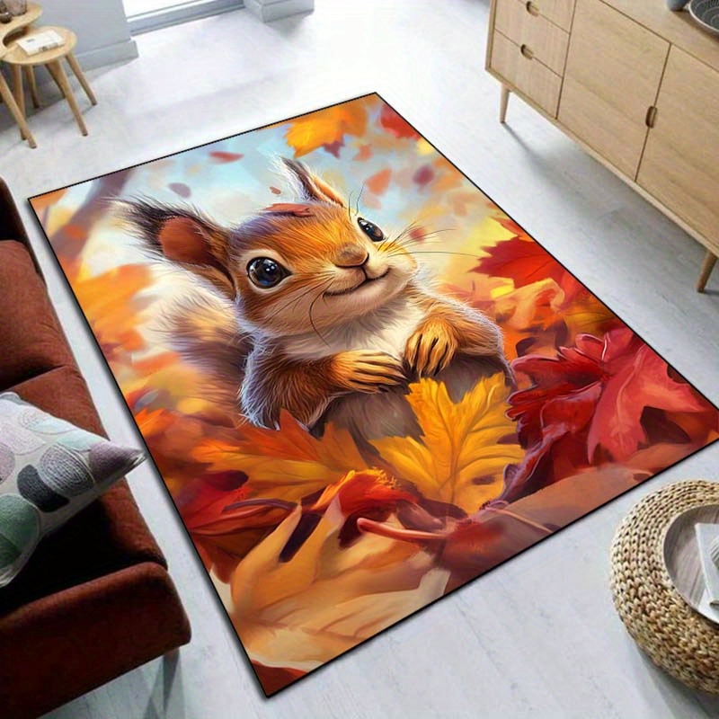 Autumn Squirrel Rug for Cozy L - Interior Design Living Room Ideas 评论和价格