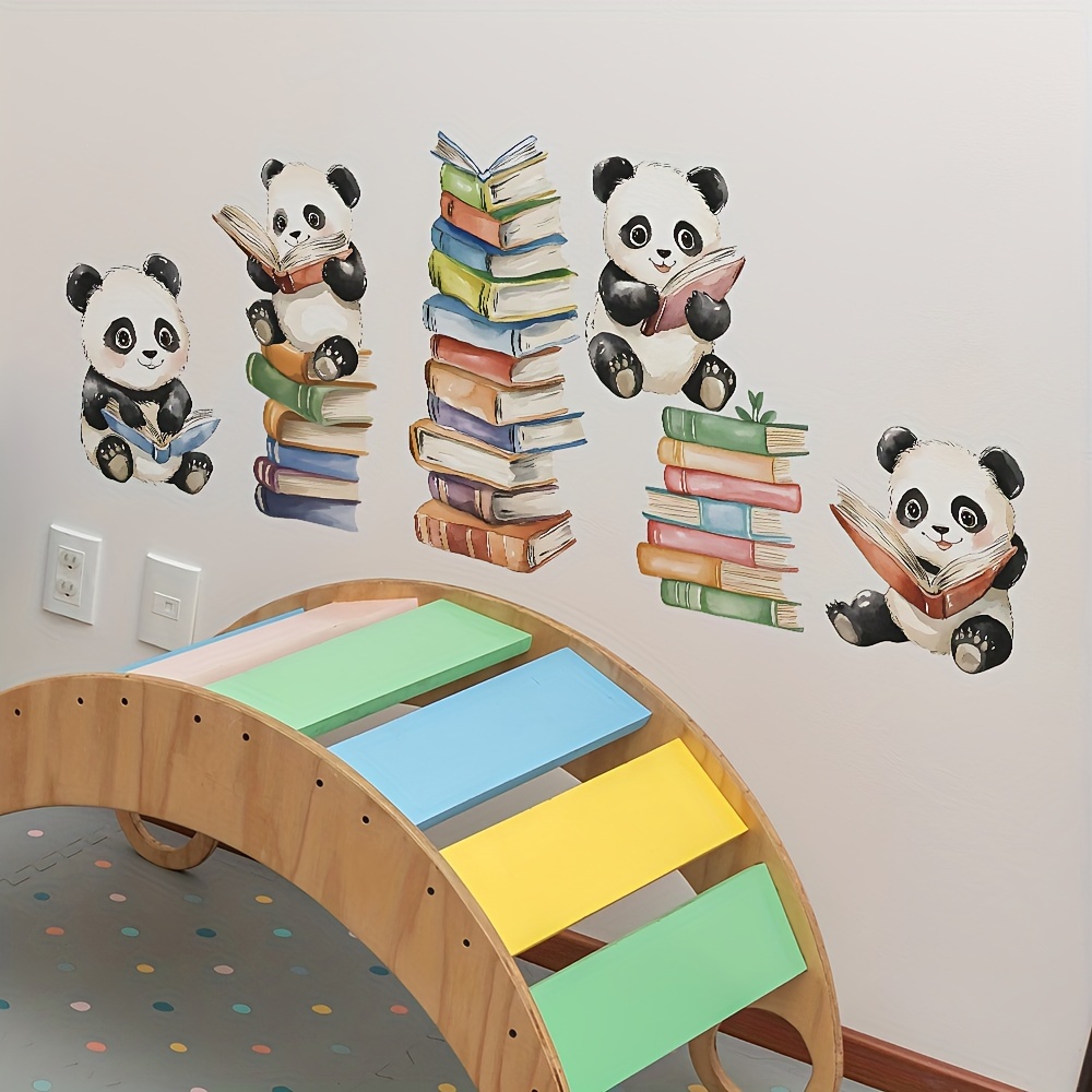 Cartoon Panda Read Book Wall S - Interior Design School 评论和价格