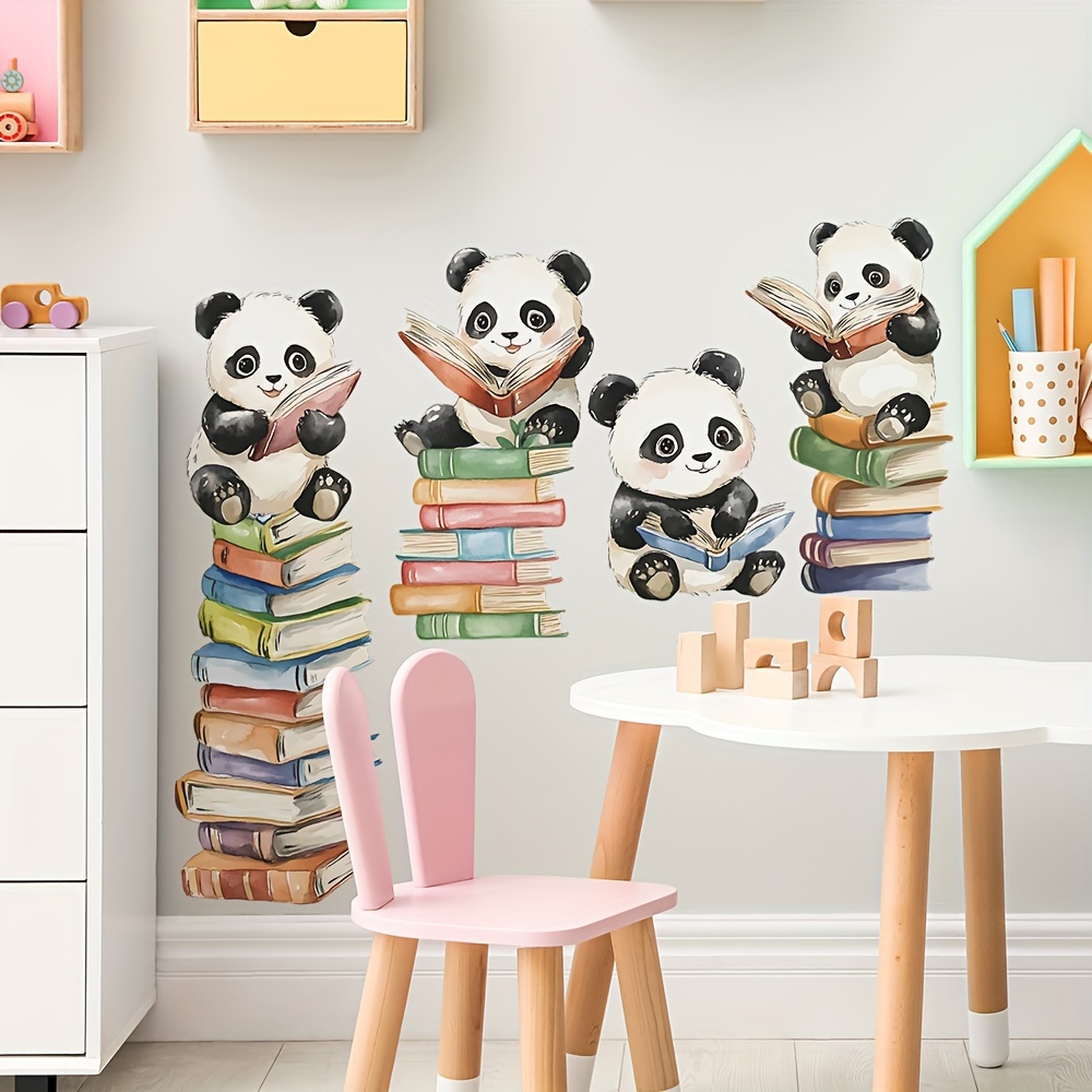Cartoon Panda Read Book Wall S - Interior Design School 评论和价格