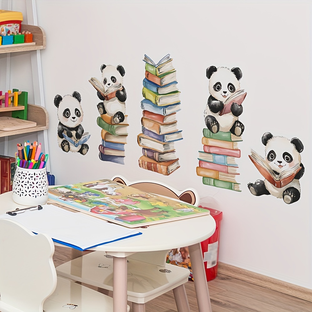Cartoon Panda Read Book Wall S - Interior Design School 评论和价格
