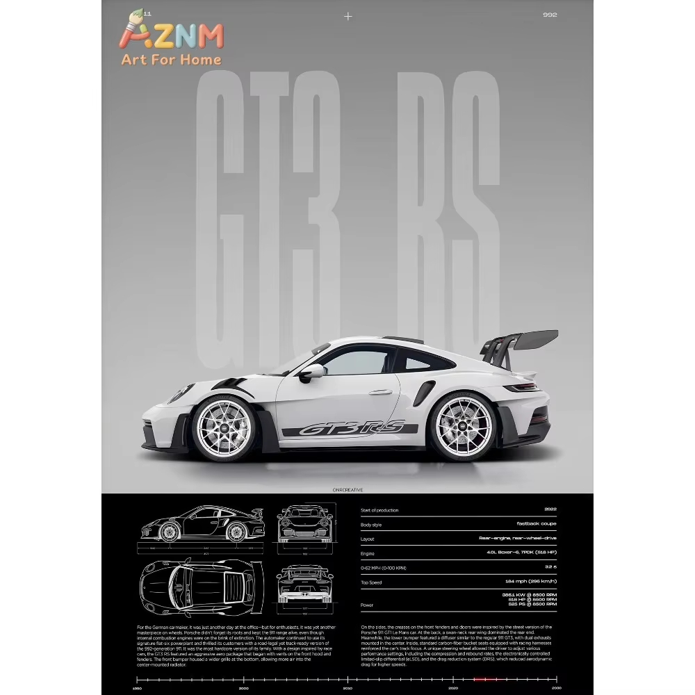 1pc Minimalist 911 GT3-RS 718  - Interior Design Home Decor 评论和价格