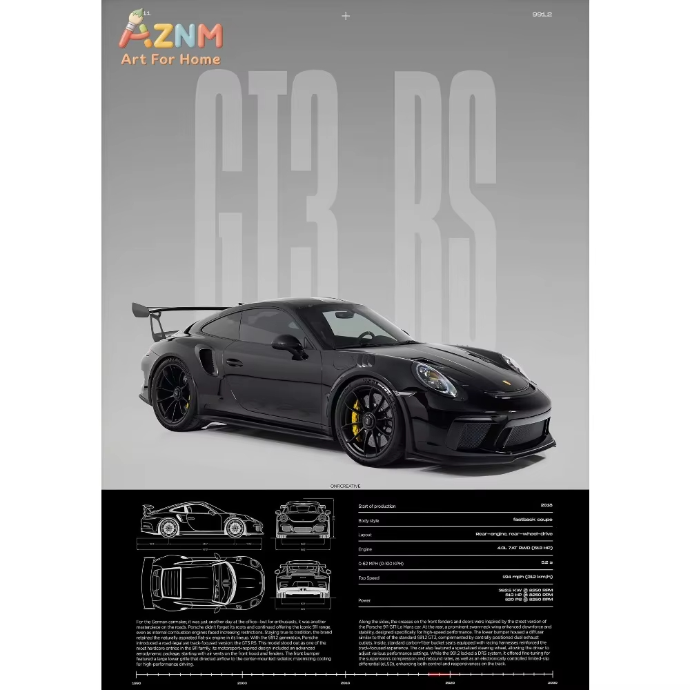 1pc Minimalist 911 GT3-RS 718  - Interior Design Home Decor 评论和价格