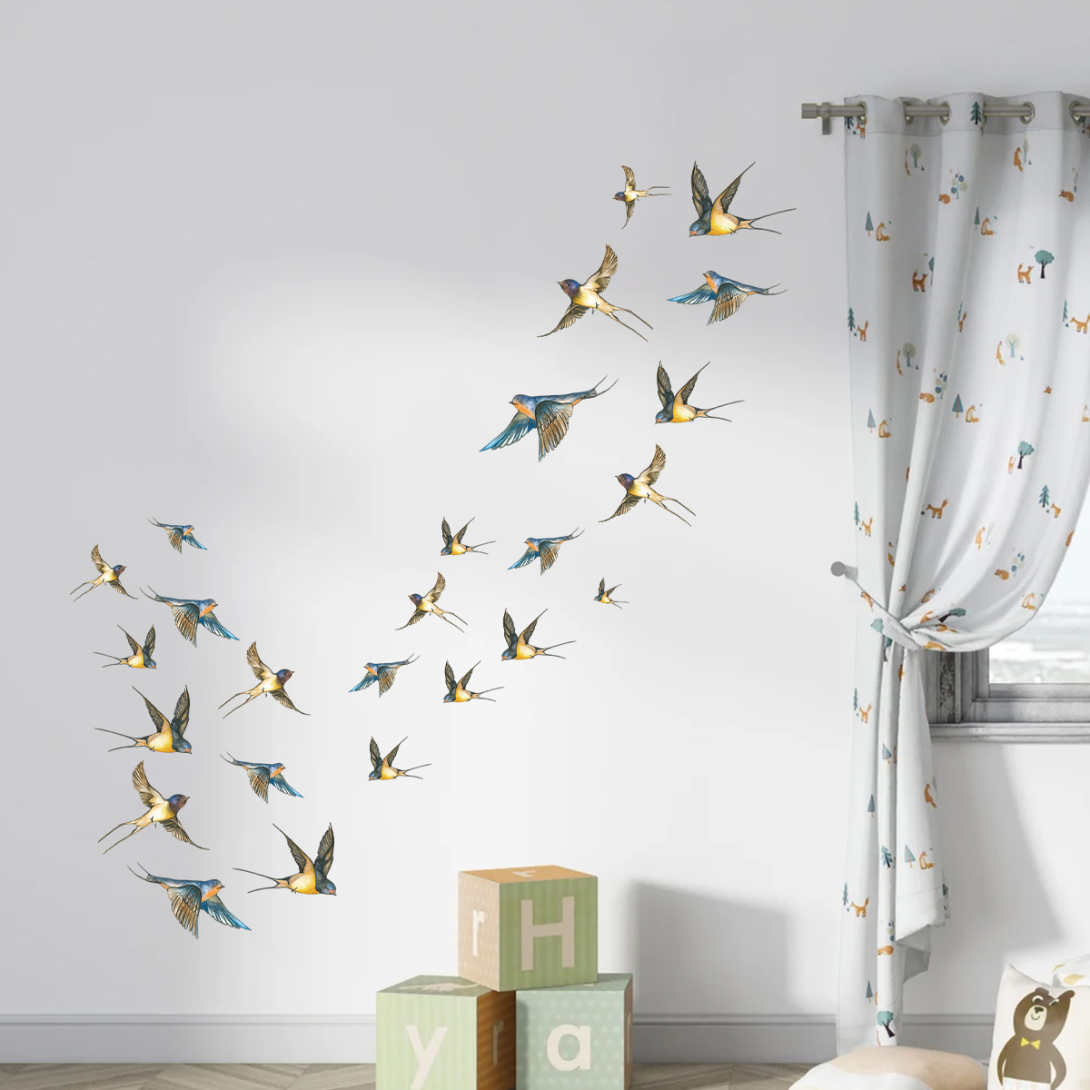4Pcs Watercolor Bird Wall Stic - Interior Design Magazine 评论和价格