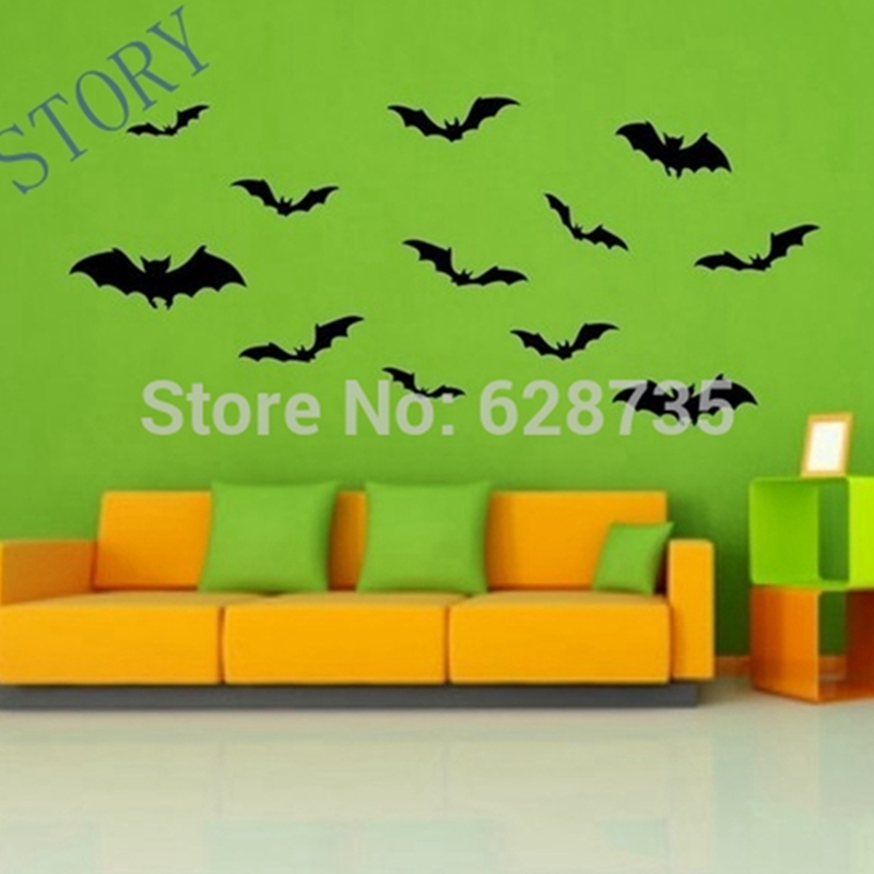 12pcs Bats Vinyl Wall Sticker  - Interior Design Magazine 评论和价格