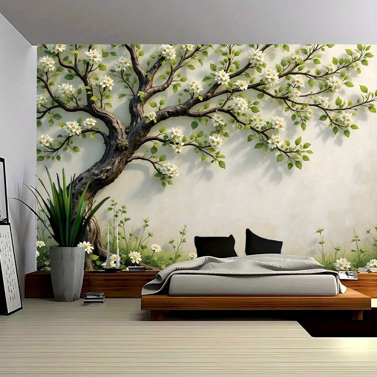 3D Blossoming Tree Wall Mural  - Interior Design Zen Style 评论和价格