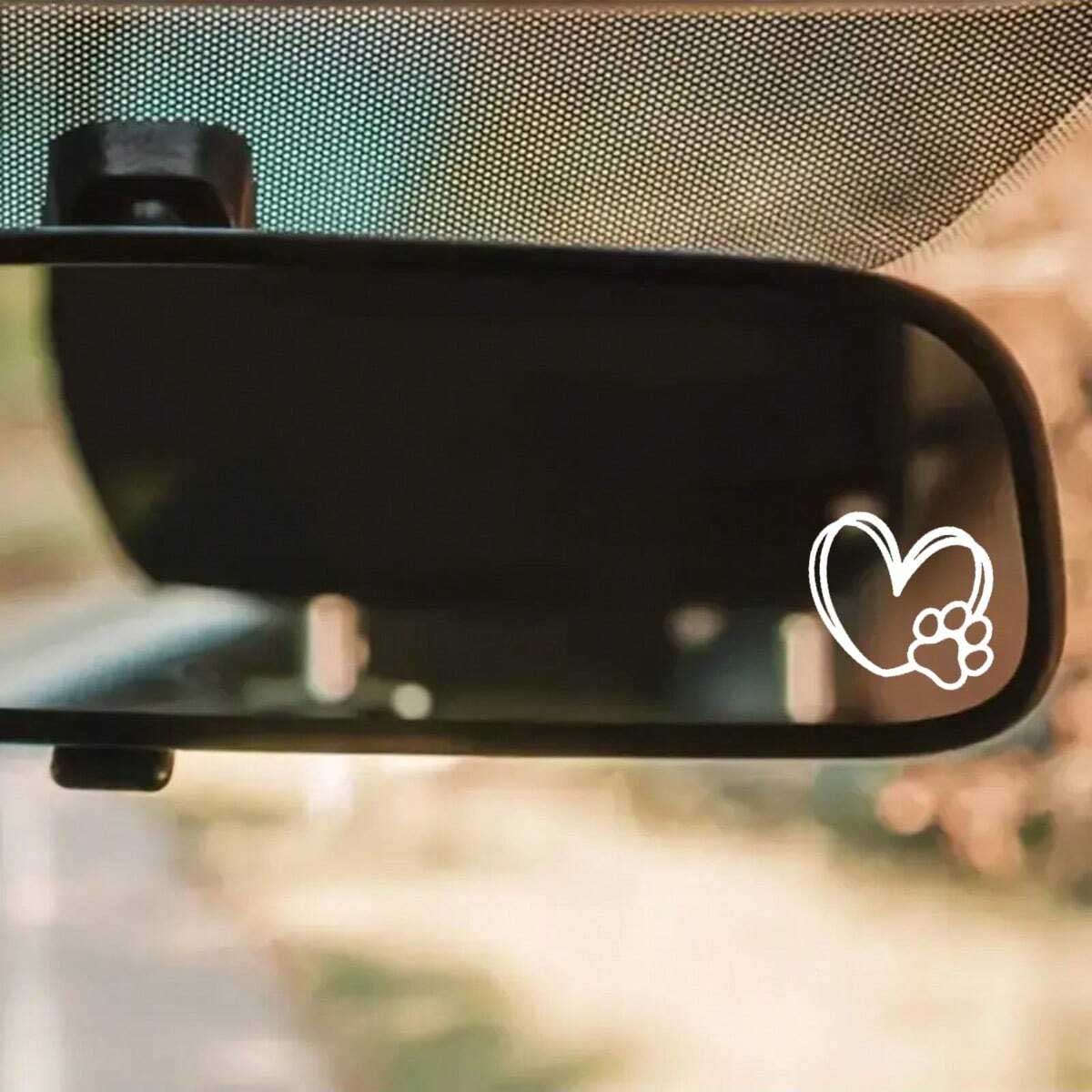 2pcs Heart Paw Print Rearview  - Interior Design Journal 评论和价格