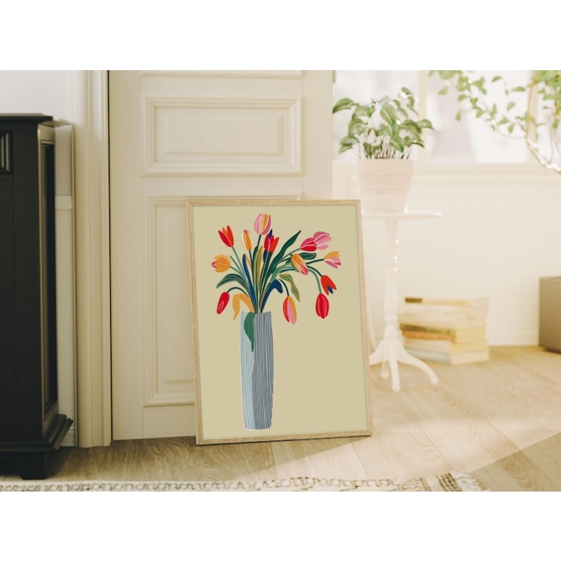 2pcs Tulip Flowers Canvas Wall - Interior Design Kitchen 评论和价格