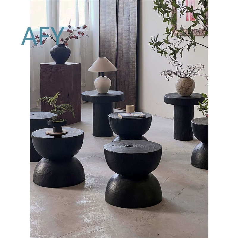 Carbonized Wood Stool for Home - Interior Design Zen Style 评论和价格