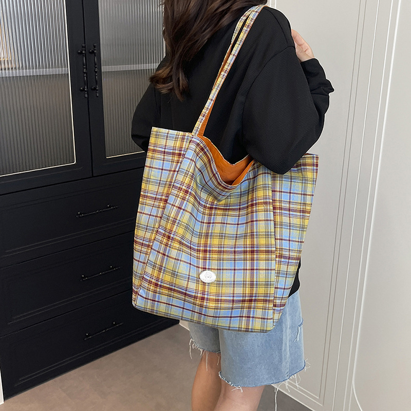Plaid Tote Bag for Women Shoul - Interior Design Class 评论和价格