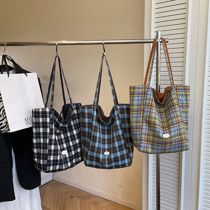 Plaid Tote Bag for Women Shoul - Interior Design Class 评论和价格