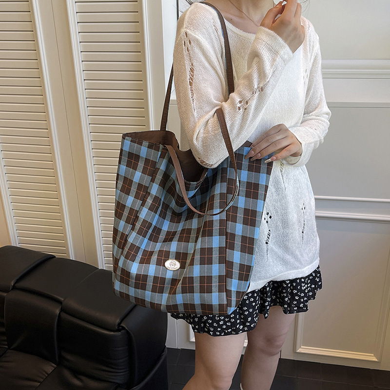 Plaid Tote Bag for Women Shoul - Interior Design Class 评论和价格