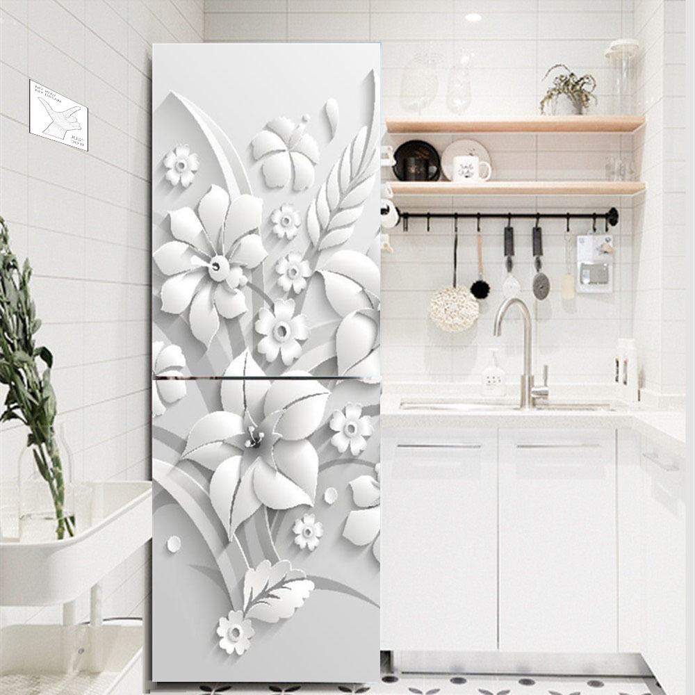 White Flower Refrigerator Deco - Interior Design Kitchen 评论和价格