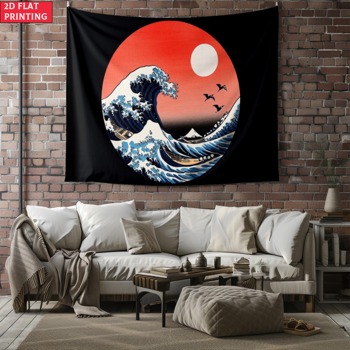 unframed Japanese Wave Sunset  - Interior Design Zen Style 评论和价格